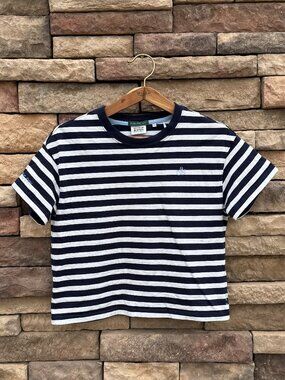 Scotch & Soda Navy & White Striped Boxy T-Shirt – Women’s Medium